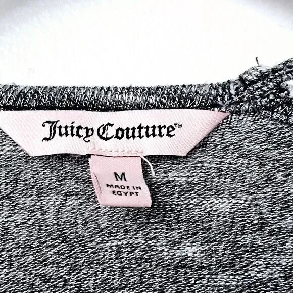Juicy Couture Womens V Neck Grey Marled Peekaboo Long Sleeve Top Shirt (M) - Picture 2 of 3